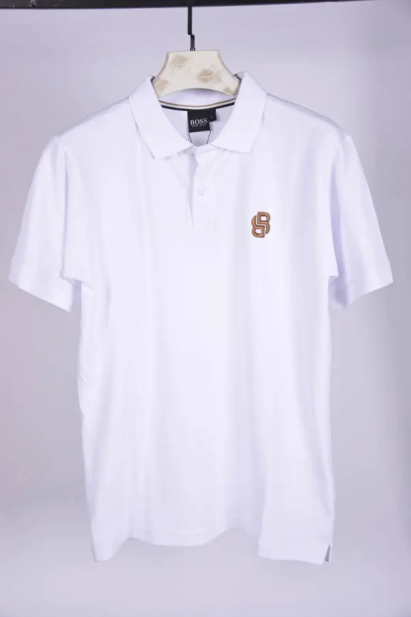 Polo Boss en piqué de coton avec détails logotés Ref-BS8H880 ( Blanc )