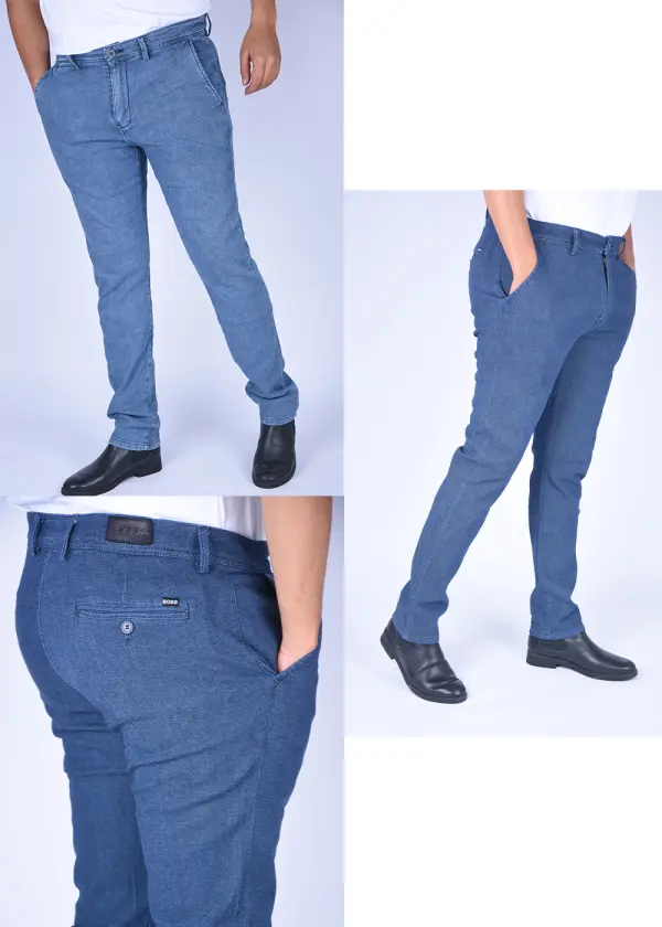 Pack 2 Pantalons Boss Classique en denim stretch confortable Ref-BC8817 (Bleu sky + Bleu fonce )
